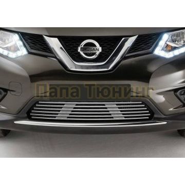 Накладка решетки радиатора 10 мм на авто с парктрониками Rival для Nissan X-Trail T32 2015-