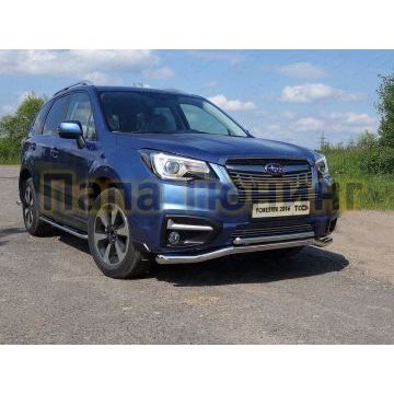 Защита передняя двойная 60-42 мм ТСС для Subaru Forester 2016-2018 Защита передняя двойная 60-42 мм ТСС для Subaru Forester 2016-2018