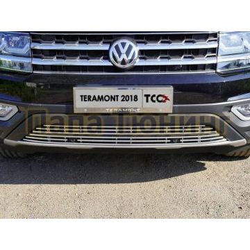 Накладка решетки радиатора нижняя с парктроником 12 мм ТСС для Volkswagen Teramont 2018- Накладка решетки радиатора нижняя с парктроником 12 мм ТСС для Volkswagen Teramont 2018-