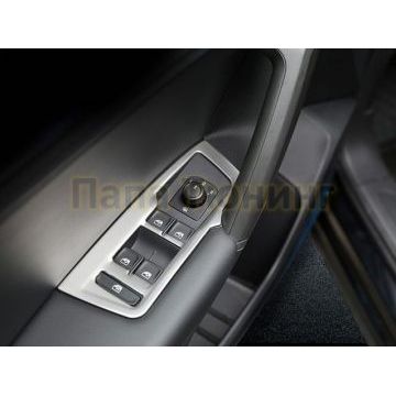 Окантовка панели стеклоподъемников серебристая 4 части OEM Tuning для Volkswagen Tiguan 2016-