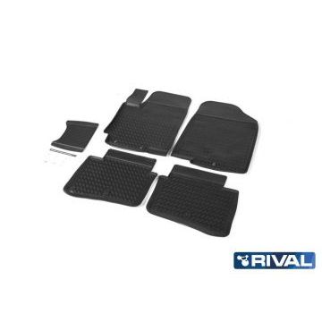 Коврики салона Rival полиуретан 5 штук на седан и хетчбек для Hyundai Solaris 2010-2017