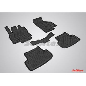 Коврики салона резиновые Seintex с бортиком для Skoda Octavia A7 2013-2020 Коврики салона резиновые Seintex с бортиком для Skoda Octavia A7 2013-2020