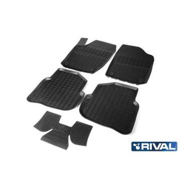 Коврики салона Rival литьевые резина 5 штук для Volkswagen Polo Sedan 2009-2019