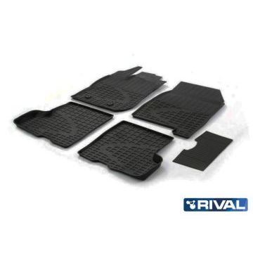 Коврики салона Rival литьевые резина 5 штук на авто с бардачком для Lada X-RAY 2016-