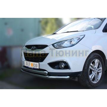 Защита переднего бампера двойная 60-60 мм ALFeco для Hyundai ix35 2010-2015
