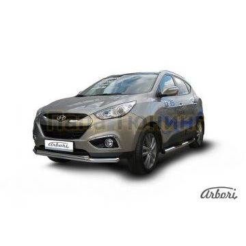 Защита передняя двойная 57-42 мм Slitkoff для Hyundai ix35 2010-2015