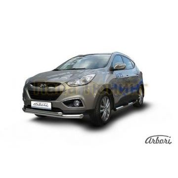 Защита передняя двойная 76-57 мм Slitkoff для Hyundai ix35 2010-2015 Защита передняя двойная 76-57 мм Slitkoff для Hyundai ix35 2010-2015