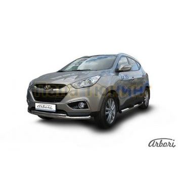 Защита передняя двойная радиусная 57-42 мм Slitkoff для Hyundai ix35 2010-2015 Защита передняя двойная радиусная 57-42 мм Slitkoff для Hyundai ix35 2010-2015