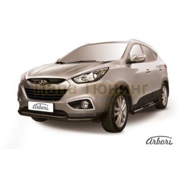 Защита передняя чёрная сталь двойная 57-42 мм Slitkoff для Hyundai ix35 2010-2015 Защита передняя чёрная сталь двойная 57-42 мм Slitkoff для Hyundai ix35 2010-2015