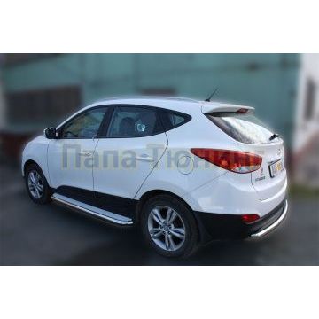 Пороги с площадкой алюминиевый лист 60 мм ALFeco для Hyundai ix35 2010-2015