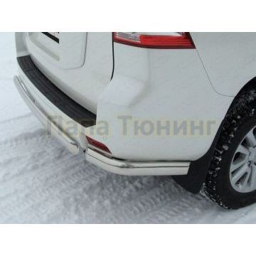 Защита задняя овальные уголки 75х42 мм ТСС для Toyota Land Cruiser 150 2009-2013