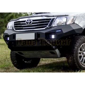 Бампер силовой Rival передний черный без ПТФ алюминий 6 мм для Toyota Hilux Vigo 2011-2015