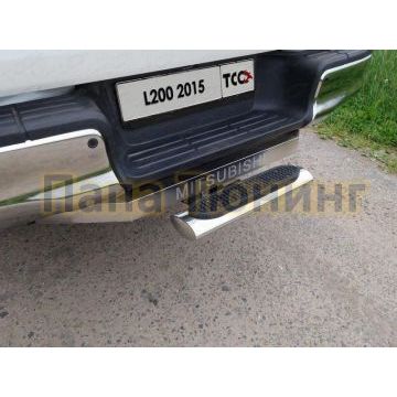 Защита задняя со ступенькой овальная 120х60 мм под фаркоп ТСС для Mitsubishi L200 2015-2019 Защита задняя со ступенькой овальная 120х60 мм под фаркоп ТСС для Mitsubishi L200 2015-2019