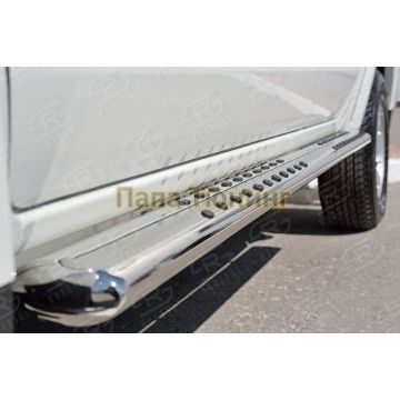 Пороги труба овальная с проступью 75х42мм РусСталь для Mitsubishi L200 2015-