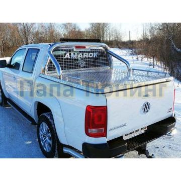 Защита кузова и заднего стекла с фарой на крышку 76 мм ТСС для Volkswagen Amarok 2016- Защита кузова и заднего стекла с фарой на крышку 76 мм ТСС для Volkswagen Amarok 2016-