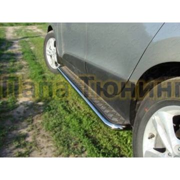 Пороги с площадкой алюминиевый лист 42 мм ТСС для Hyundai ix35 2010-2015