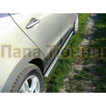 Пороги труба овальная с проступью 75-42 мм ТСС для Hyundai ix35 2010-2015