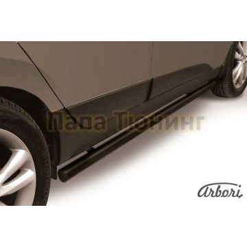 Защита штатных порогов чёрная сталь труба 57 мм Slitkoff для Hyundai ix35 2010-2015 Защита штатных порогов чёрная сталь труба 57 мм Slitkoff для Hyundai ix35 2010-2015