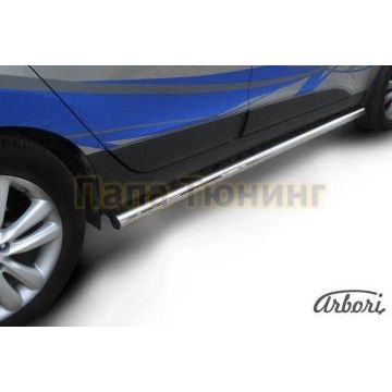 Защита штатных порогов труба 57 мм Slitkoff для Hyundai ix35 2010-2015 Защита штатных порогов труба 57 мм Slitkoff для Hyundai ix35 2010-2015