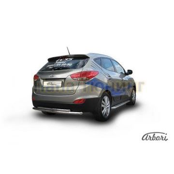 Защита заднего бампера двойная 57-42 мм Slitkoff для Hyundai ix35 2010-2015 Защита заднего бампера двойная 57-42 мм Slitkoff для Hyundai ix35 2010-2015