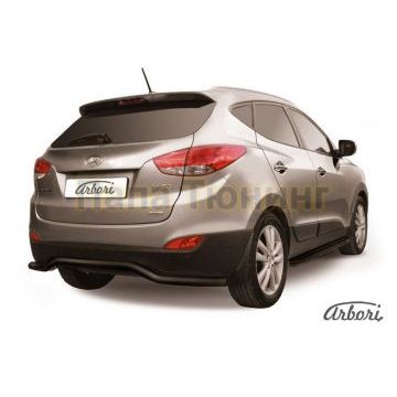 Защита заднего бампера чёрная сталь волна 57 мм Slitkoff для Hyundai ix35 2010-2015 Защита заднего бампера чёрная сталь волна 57 мм Slitkoff для Hyundai ix35 2010-2015