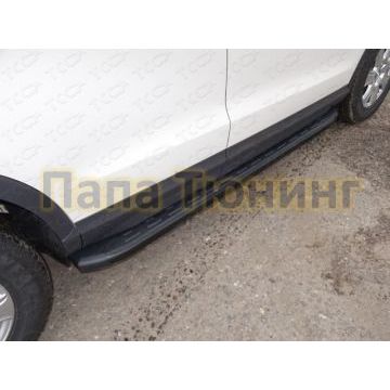 Пороги алюминиевые ТСС с накладкой чёрные для Audi Q3 2011-2018 Пороги алюминиевые ТСС с накладкой чёрные для Audi Q3 2011-2018