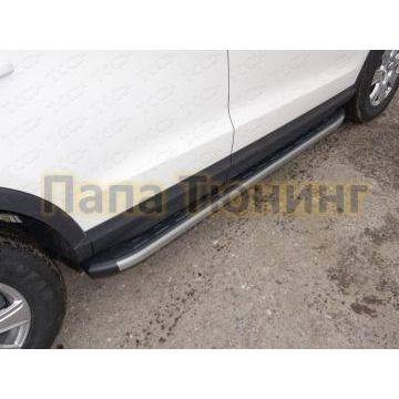 Пороги алюминиевые ТСС с накладкой серые для Audi Q3 2011-2018 Пороги алюминиевые ТСС с накладкой серые для Audi Q3 2011-2018