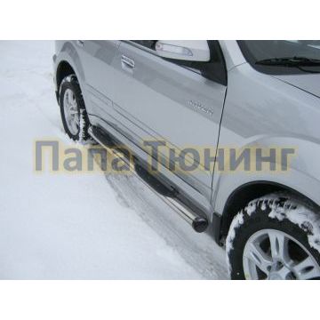 Пороги труба d76 с накладками вариант 2 РусСталь для Great Wall Hover H3 2010-2014