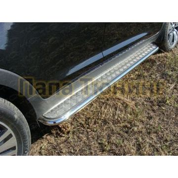 Пороги с площадкой алюминиевый лист 42 мм ТСС для Kia Sportage 2014-2015 Пороги с площадкой алюминиевый лист 42 мм ТСС для Kia Sportage 2014-2015
