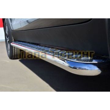 Пороги с площадкой алюминиевый лист d42 РусСталь для Kia Sportage 2010-2015