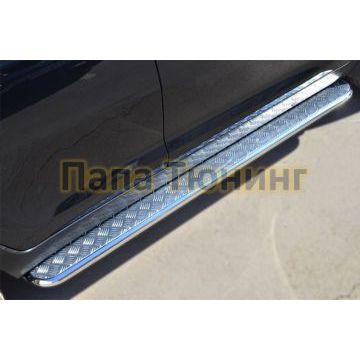 Пороги с площадкой алюминиевый лист d42 РусСталь для Kia Sportage 2010-2015