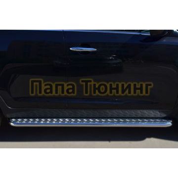 Пороги с площадкой алюминиевый лист d42 РусСталь для Kia Sportage 2010-2015