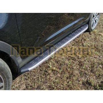 Пороги алюминиевые ТСС с накладкой серые для Kia Sportage 2014-2015 Пороги алюминиевые ТСС с накладкой серые для Kia Sportage 2014-2015