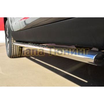 Пороги труба овальная с проступью 75х42 мм РусСталь для Kia Sportage 2010-2015