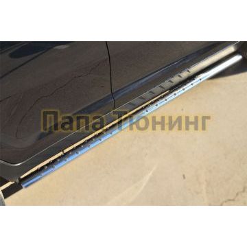 Пороги труба овальная с проступью 75х42 мм РусСталь для Kia Sportage 2010-2015
