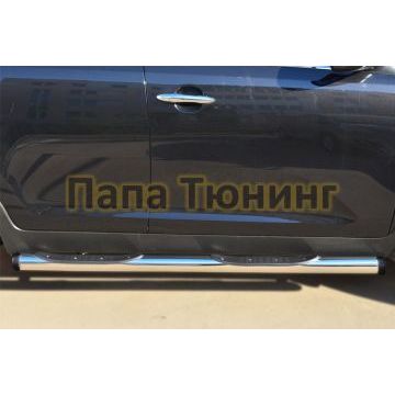 Пороги труба с накладками d76 вариант 2 РусСталь для Kia Sportage 2010-2015