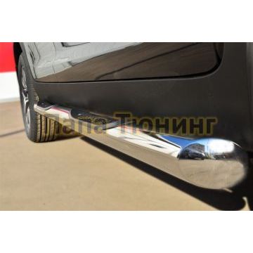 Пороги труба с накладками d76 вариант 1 РусСталь для Kia Sportage 2010-2015
