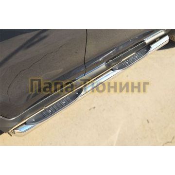 Пороги труба с накладками d76 вариант 1 РусСталь для Kia Sportage 2010-2015