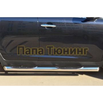 Пороги труба с накладками d76 вариант 1 РусСталь для Kia Sportage 2010-2015