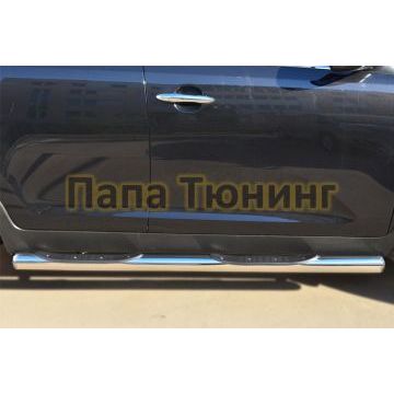 Пороги труба с накладками d76 вариант 3 РусСталь для Kia Sportage 2010-2015