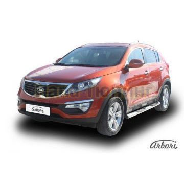 Пороги труба с накладками 76 мм Slitkoff для Kia Sportage 2010-2015 Пороги труба с накладками 76 мм Slitkoff для Kia Sportage 2010-2015