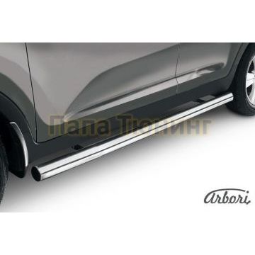 Защита штатных порогов труба 76 мм Slitkoff для Kia Sportage 2010-2015 Защита штатных порогов труба 76 мм Slitkoff для Kia Sportage 2010-2015