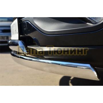 Защита передняя овальная двойная 75х42 мм РусСталь для Kia Sportage 2010-2015