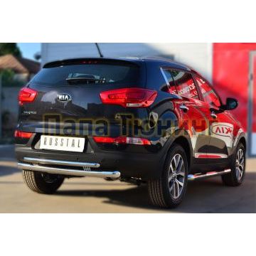 Защита заднего бампера двойная d57-d42 РусСталь для Kia Sportage 2010-2015