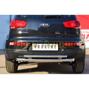Защита заднего бампера двойная d57-d42 РусСталь для Kia Sportage 2010-2015