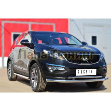 Защита передняя двойная d57-d42 РусСталь для Kia Sportage 2010-2015