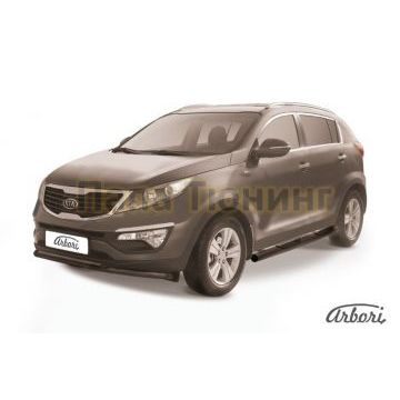 Защита передняя чёрная сталь двойная 57-42 мм Slitkoff для Kia Sportage 2010-2015 Защита передняя чёрная сталь двойная 57-42 мм Slitkoff для Kia Sportage 2010-2015