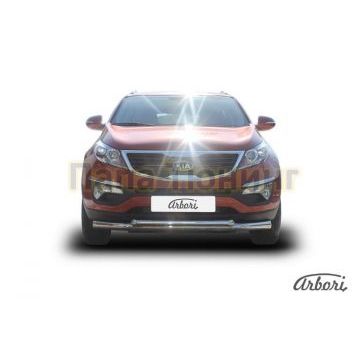 Защита передняя двойная 76-57 мм Slitkoff для Kia Sportage 2010-2015 Защита передняя двойная 76-57 мм Slitkoff для Kia Sportage 2010-2015