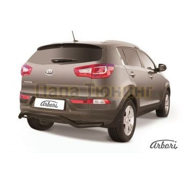 Защита заднего бампера чёрная сталь волна 57 мм Slitkoff для Kia Sportage 2010-2015 Защита заднего бампера чёрная сталь волна 57 мм Slitkoff для Kia Sportage 2010-2015