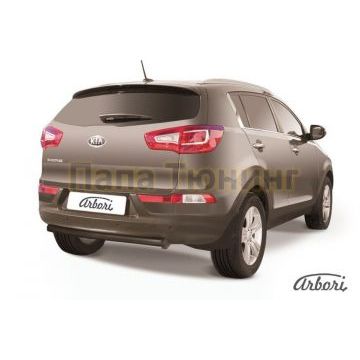 Защита заднего бампера чёрная сталь 57 мм Slitkoff для Kia Sportage 2010-2015 Защита заднего бампера чёрная сталь 57 мм Slitkoff для Kia Sportage 2010-2015